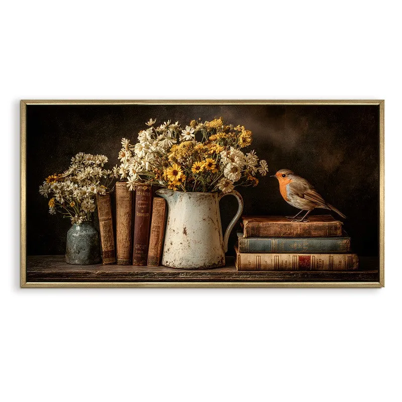 Rustic Blooms Canvas Wall Painting With Frame media 3