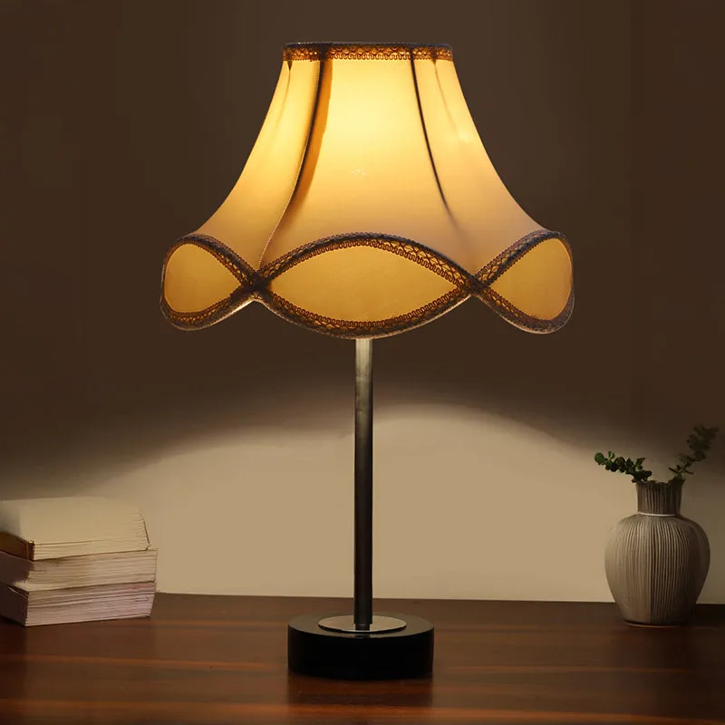 Valencia Arc Rodin Wooden Table Lamp - OffWhite,Silver,Black media 1