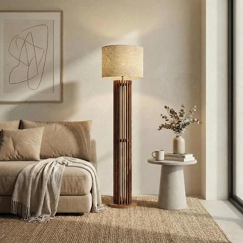 SoftAura Wooden Floor Lamp - Brown media 3