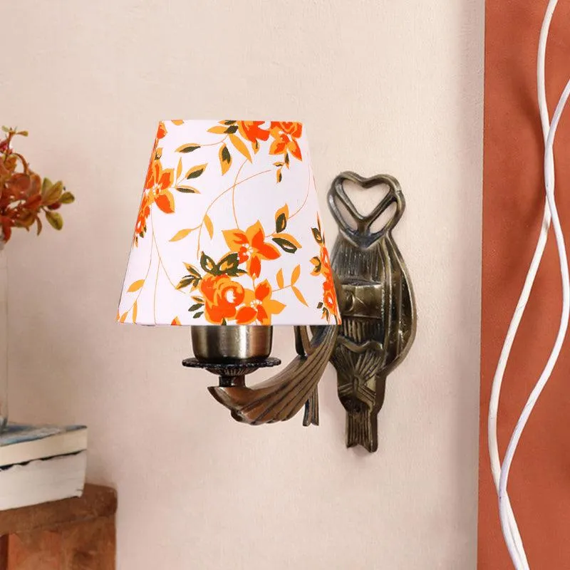 Love Gleam Atva Ibis Flora Conical Fabric & Metal Wall Lamp media 3