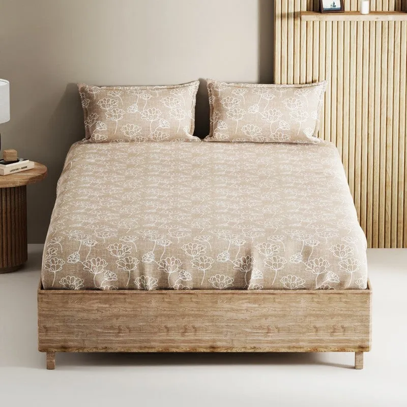 Belora Cotton Bedsheet (Brown) - 144 TC media 3