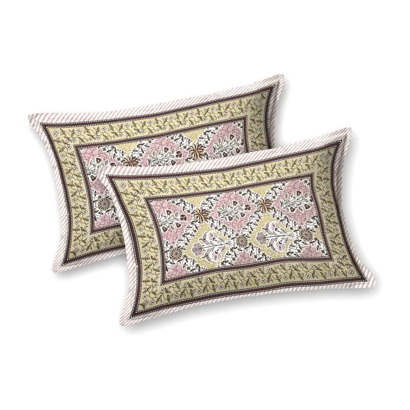 Royala Cotton Bedsheet (Pink,Yellow) - 240 TC media 4