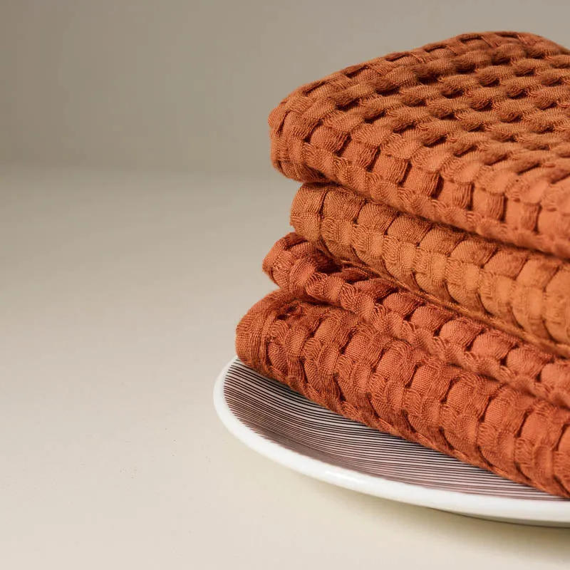Cloud Soft Waffle Face Towel (Brown) - Set Of Four media 3