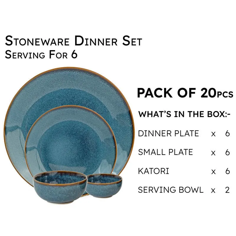 Tarangini Handmade Dinner Set (Blue) - 20 Piece Set - 3