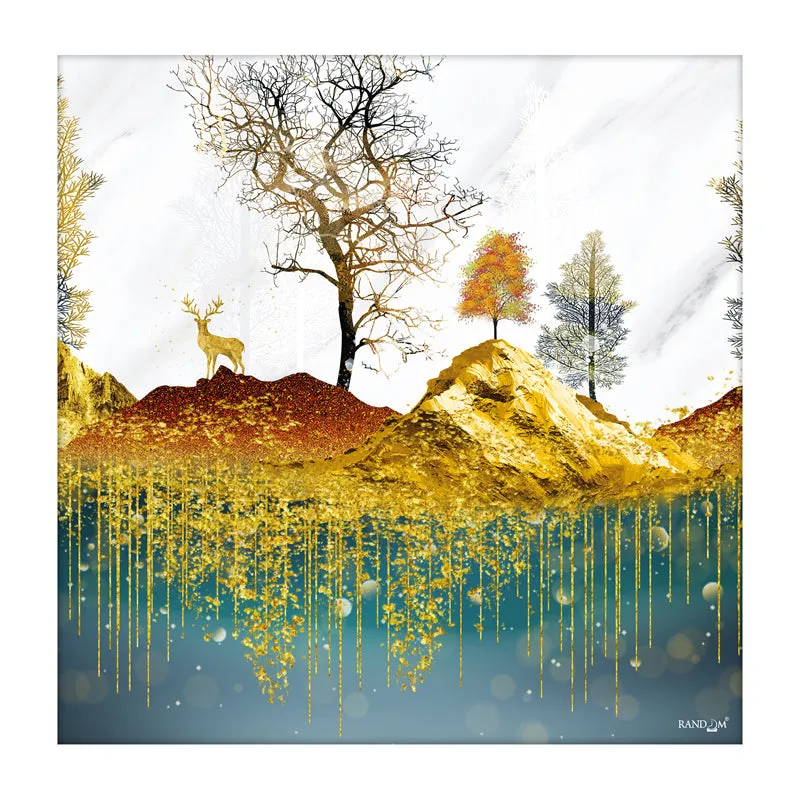 Golden Landscape Wall Painting media 6