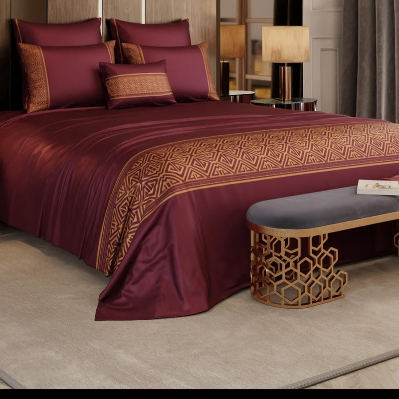 Crown of Versailies Satin Bedsheets (Maroon) - 150 GSM