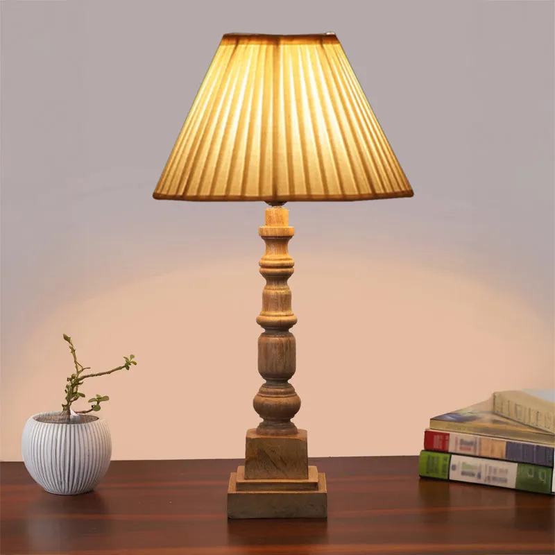 Pleatra II Arbor Wooden Table Lamp - White,Brown media 2