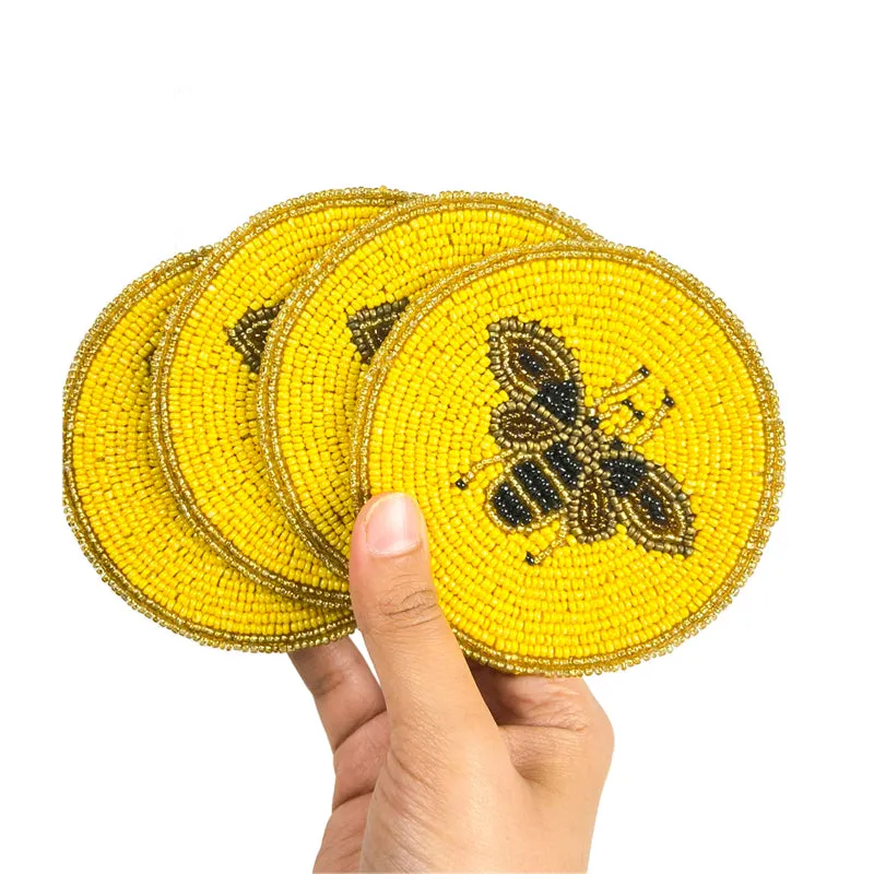Moiraa Beaded Coaster (Yellow) - Set Of Four media 4