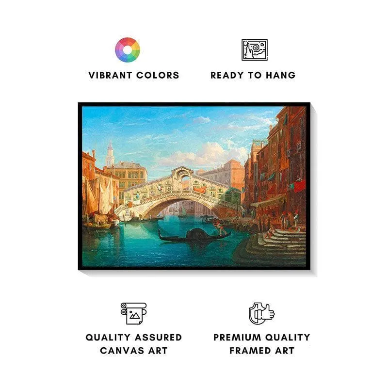 The Rialto Bridge Canvas Wall Painting - Black Frame media 4