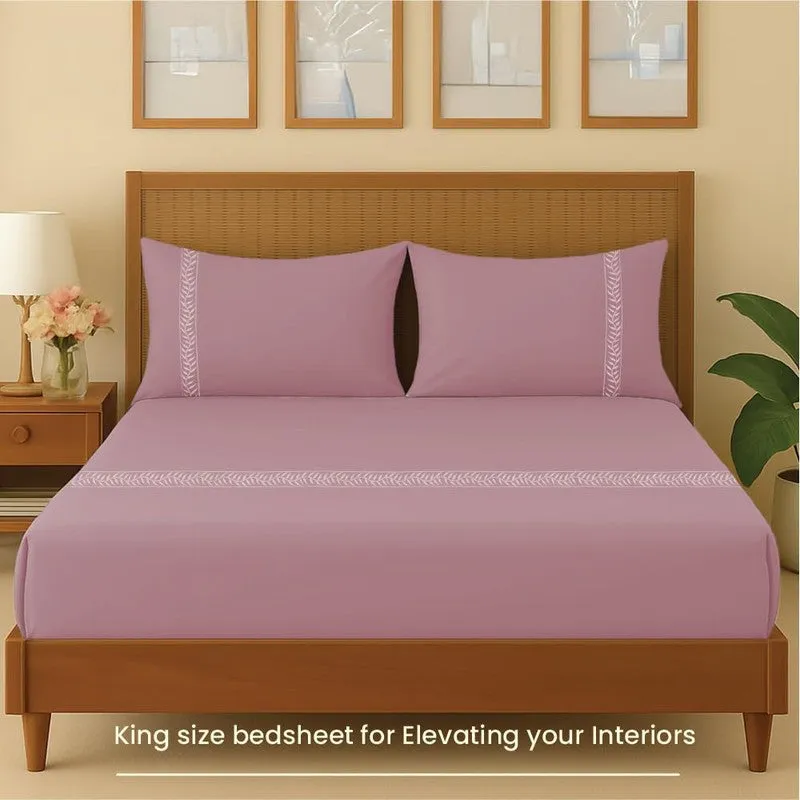 Urban Space Solid Comfort Cotton Bedsheet (Pink) - 300 TC media 5