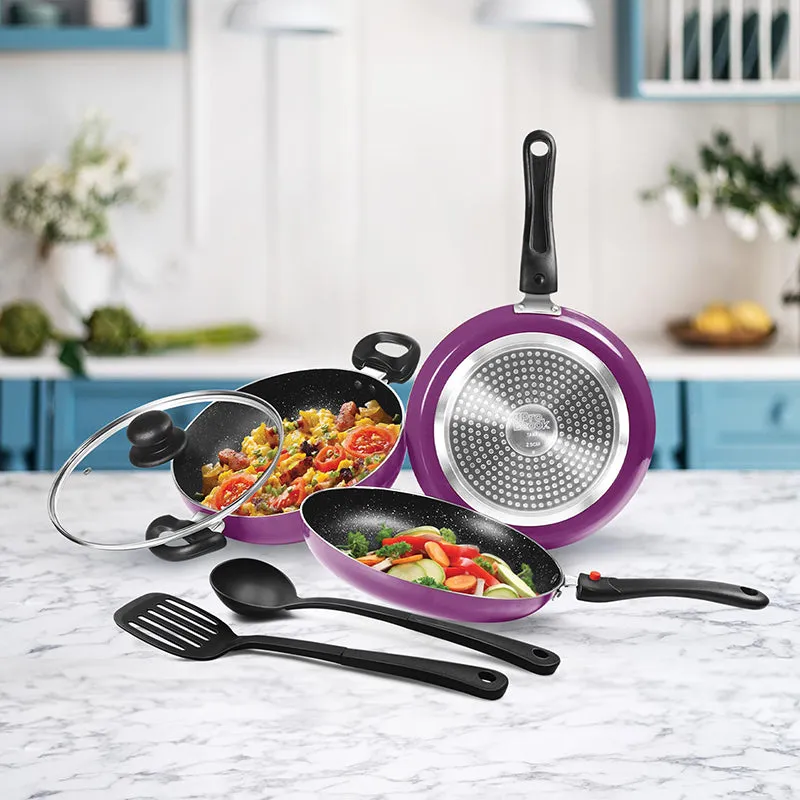 Milton Non-Stick Cookware Set (Purple) - Five Piece Set media 1