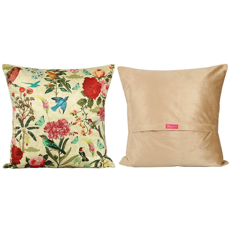 India Circus Poppy Wing Printed Velvet Cushion Cover - Set Of Five media 5