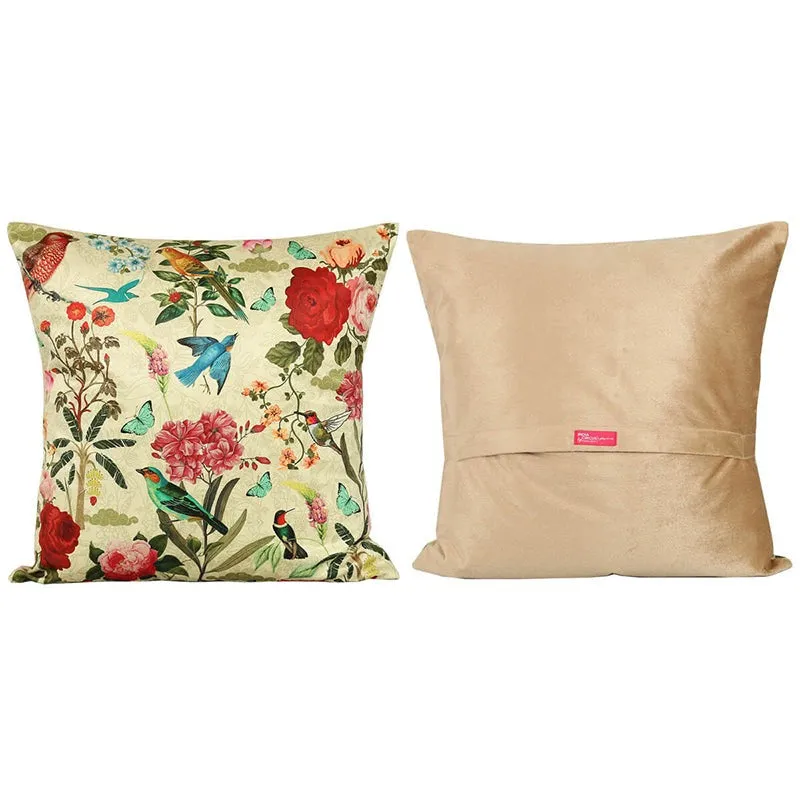 India Circus Poppy Wing Printed Velvet Cushion Cover - Set Of Five media 5