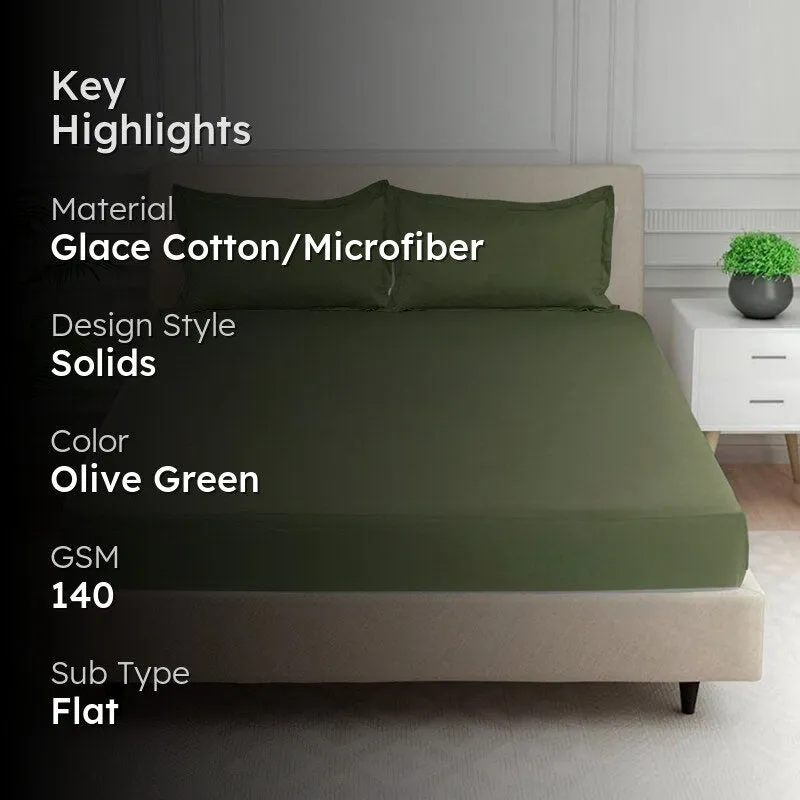 Cloud Drift Microfiber Bedsheet (Olive Green) - 140 GSM media 2