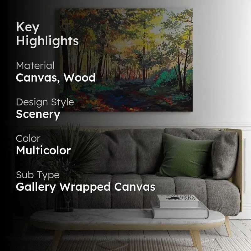 Sunrays Amidst Forest Canvas Wall Painting - Gallery Wrap media 2