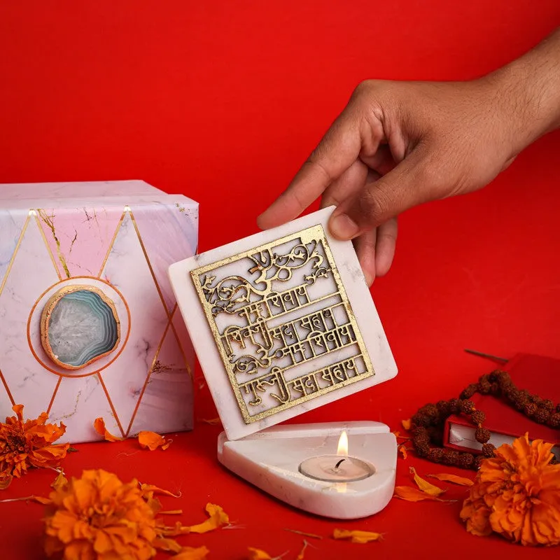 Om Namah Shivay Marble TeaLight Holder media 4