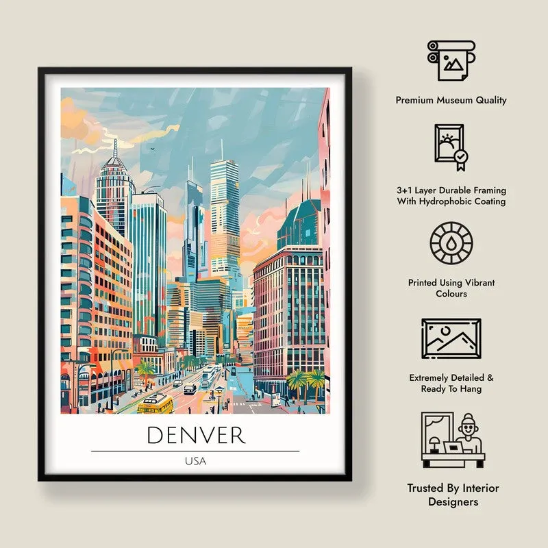 Vintage Denver Framed Canvas Wall Painting media 8