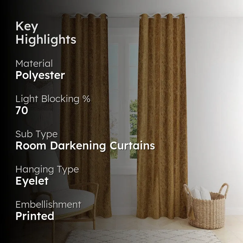 SoftFall Printed Curtains (Brown) - Set Of Two media 2