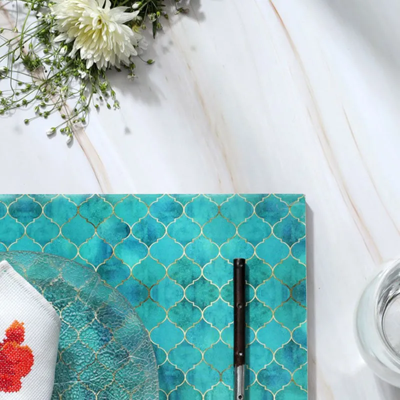 Minted Mosaic Enamel Coated Table Mat (Teal) - Set Of Two media 6