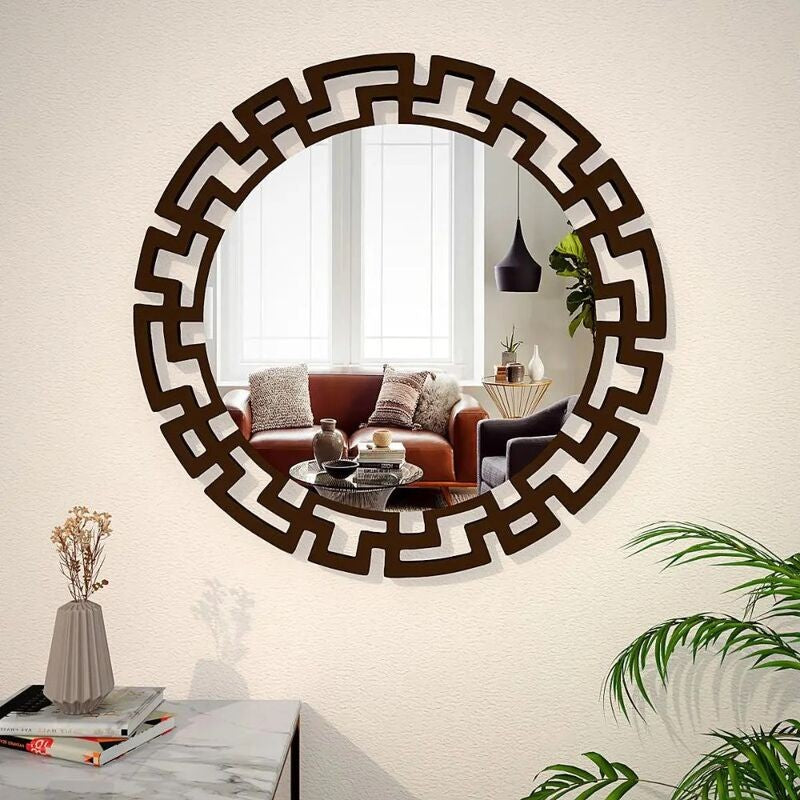 Greek Key Reflection Decorative Wall Mirror - Brown media 3