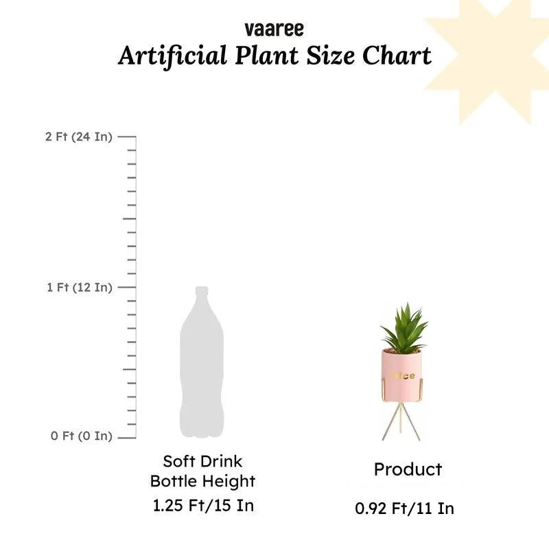 Faux Aloe Vera In Pink Pot With Tripod - 27 cms media 6