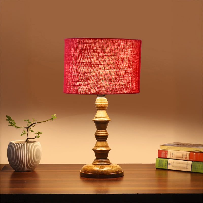 Sienna I Timber Wooden Table Lamp - Red,Brown