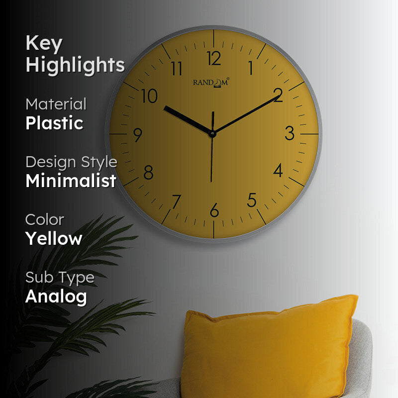 Benot Silver Analog Wall Clock - Yellow media 2