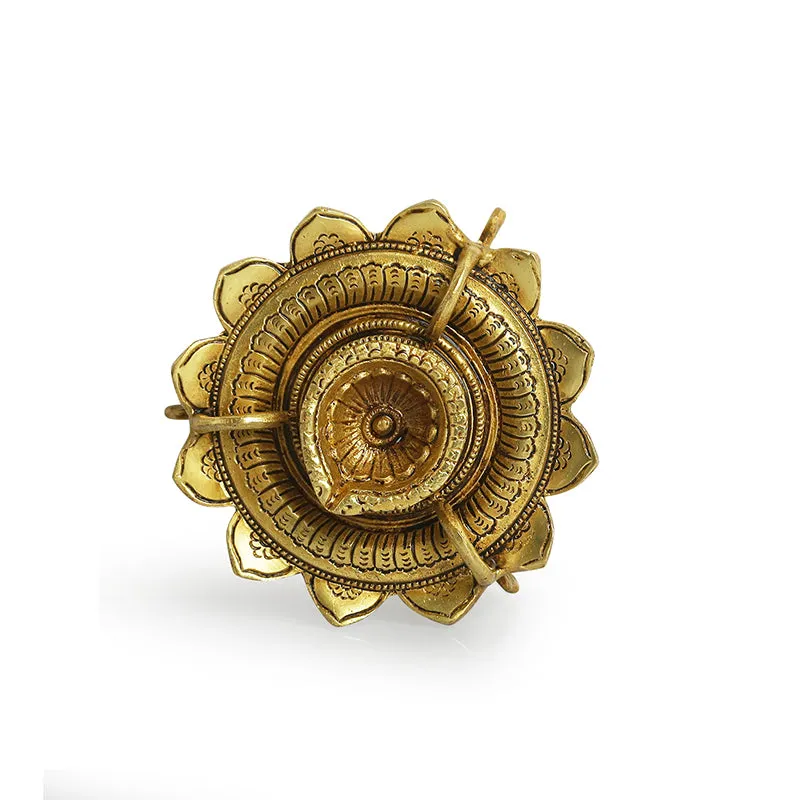 Mahadeepa Brass Diya - Gold Finish media 3