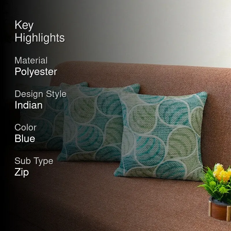 PetalPrism Cushion Cover (Sky Blue) - Set Of Three media 2