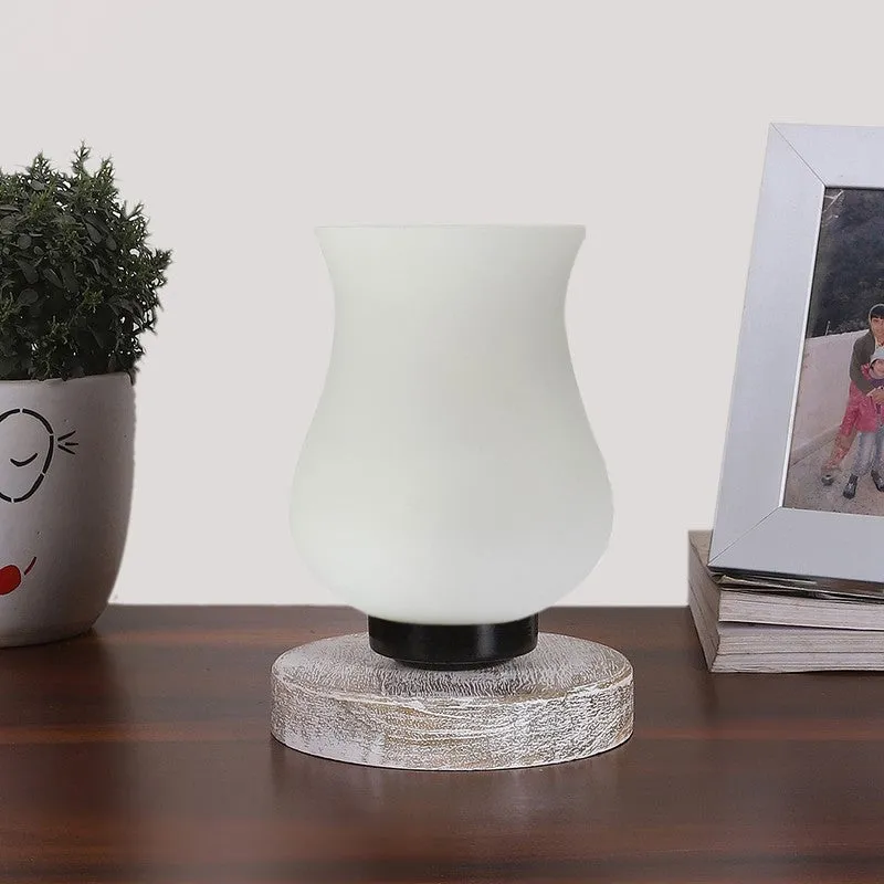 Radiessa Glass Table Lamp With Wooden Base - White media 4