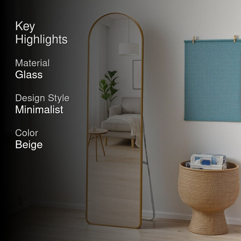 Illumia Floor Mirror With Aluminium Frame - Beige media 2