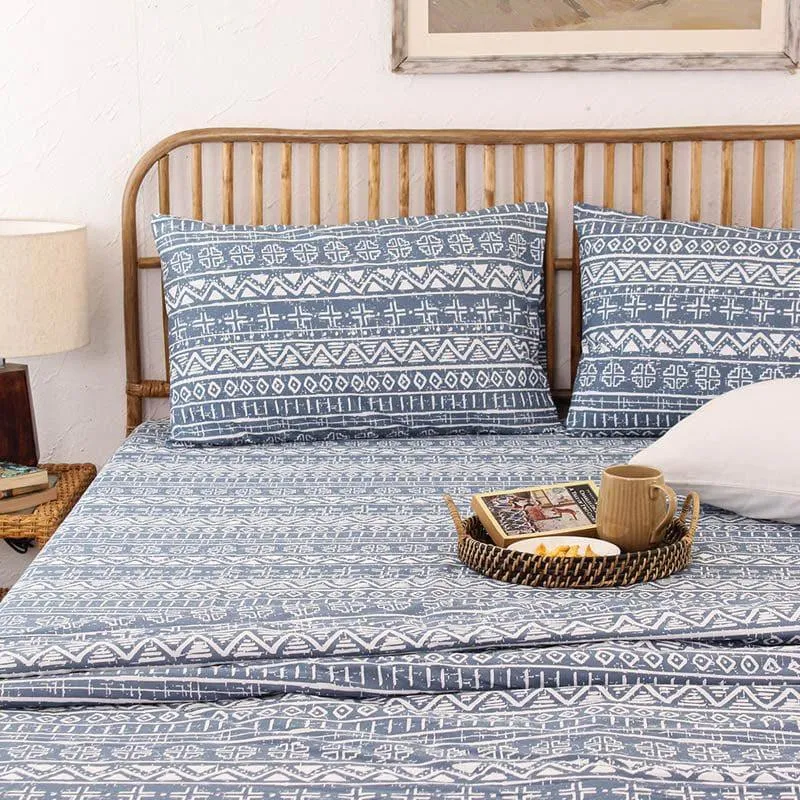 Kullu Patti Cotton Bedsheet (Blue) - 144 TC media 1
