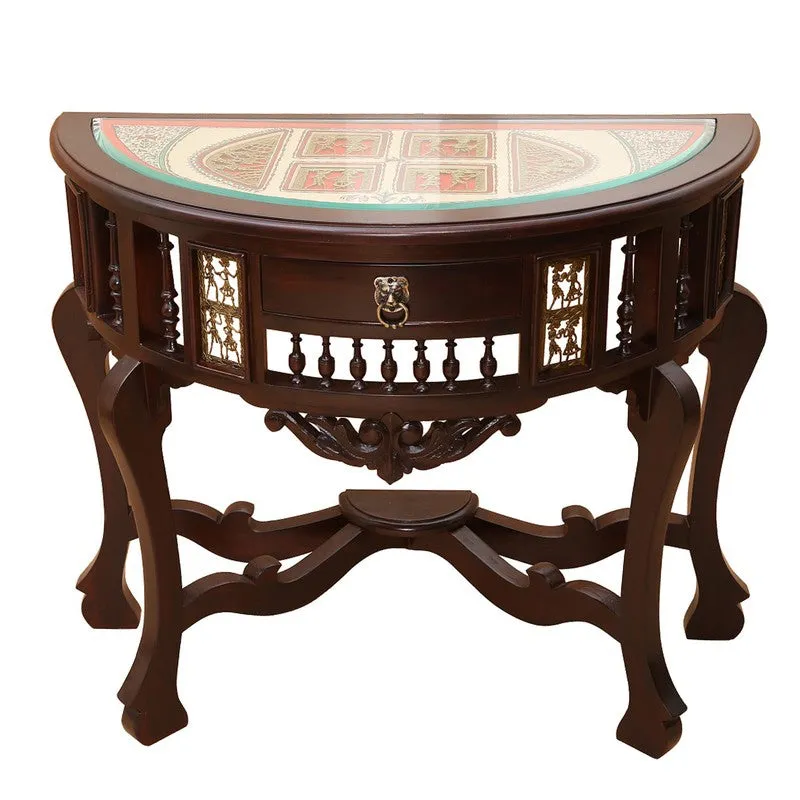 Awadh Teak Wood Console Table - Small media 3