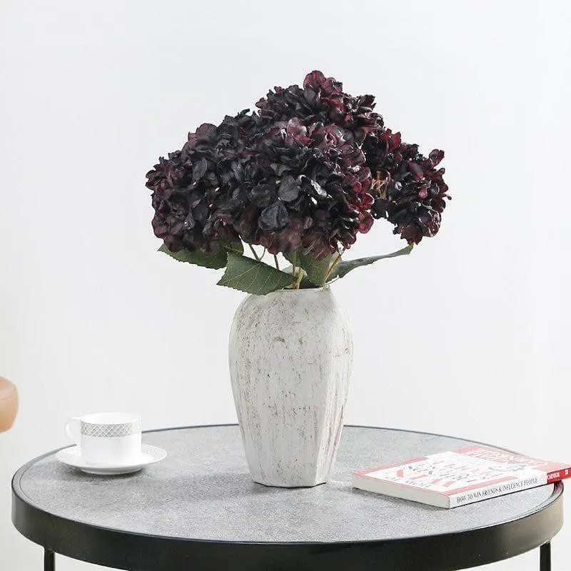Faux Albidus Hydrangea Floral Bunch - Dark Plum media 1