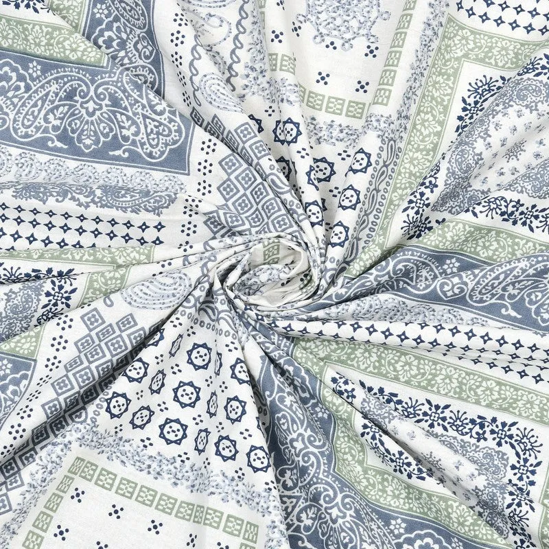 Looma Cotton Bedsheet (Blue,White) - 240 TC media 5