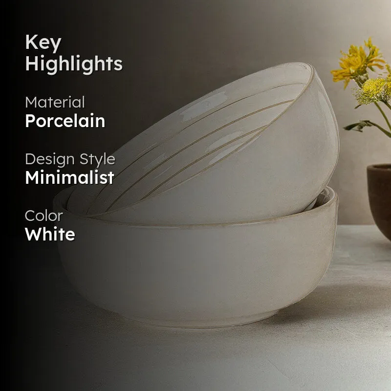 Lilyvein Porcelain Serving Bowl (Ivory/1000 mL) - Set Of Two media 2