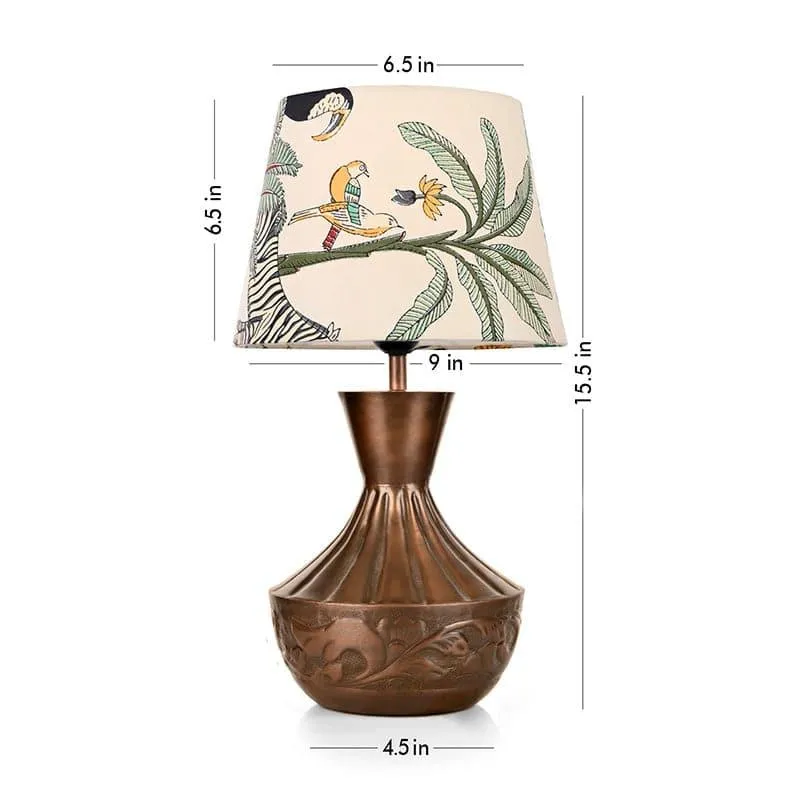 Kalash Etched Metal Fabric Table Lamp - Multicolor media 4