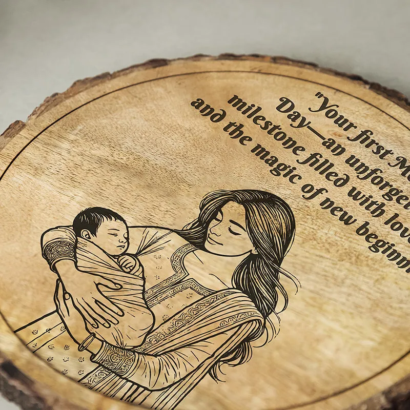 First Mother's Day Wood Showpiece - Round media 4