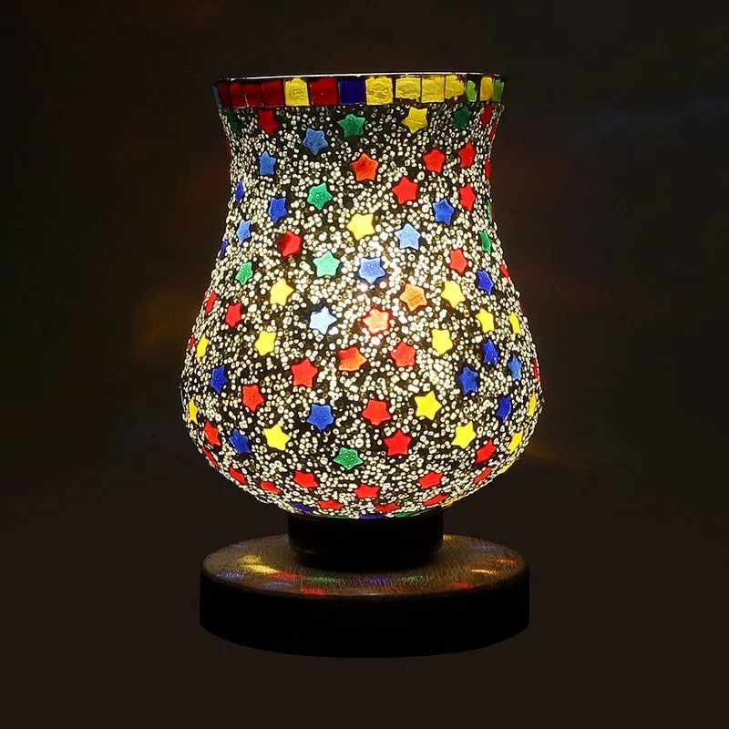 Flare Mosaic Glass Table Lamp With Wooden Base - Multicolor media 7