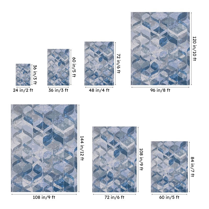 Amandil Abstract Polyester Anti-Skid Carpet - Blue media 13