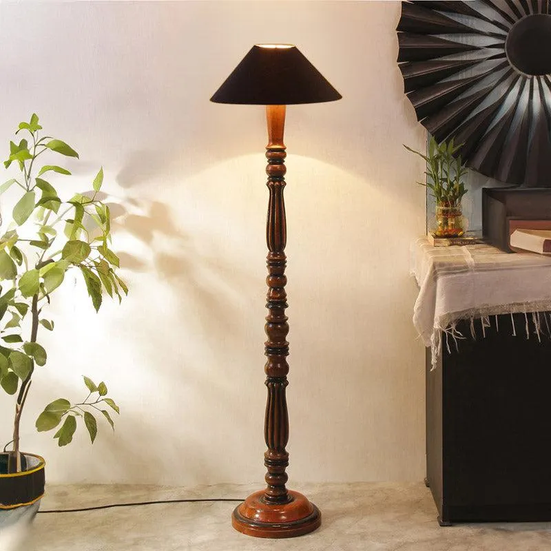 Krida Vintage Wooden Floor Lamp - Black media 1
