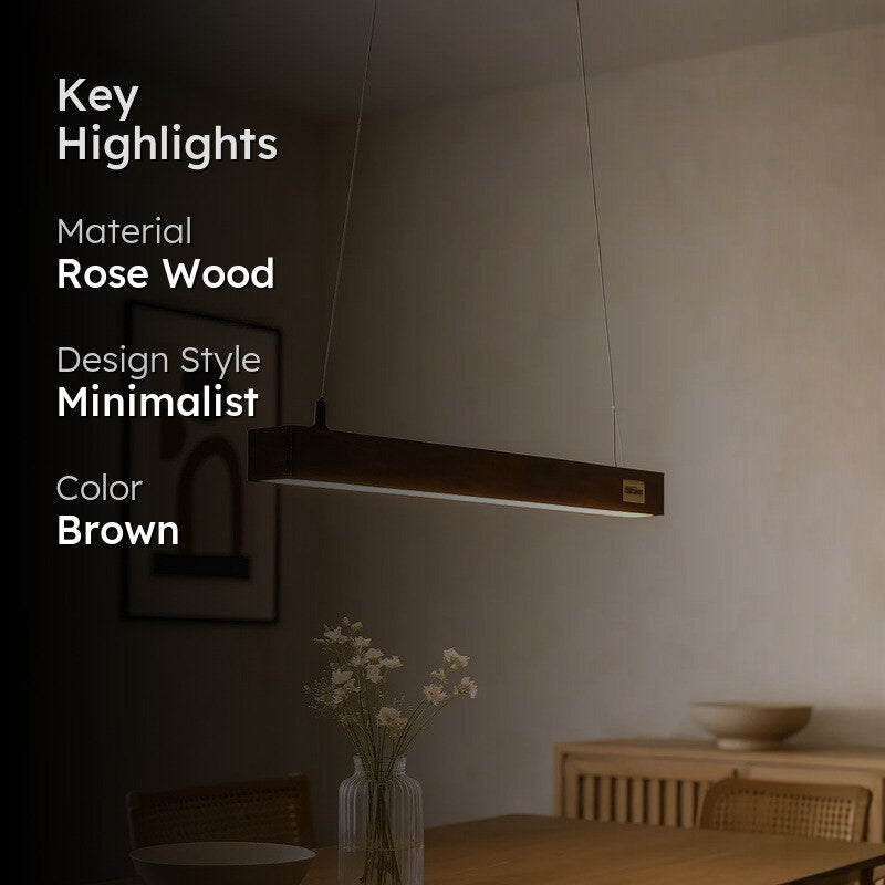 Slim Rose Wood LED Pendant Lamp media 2
