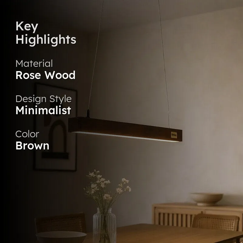 Slim Rose Wood LED Pendant Lamp media 2