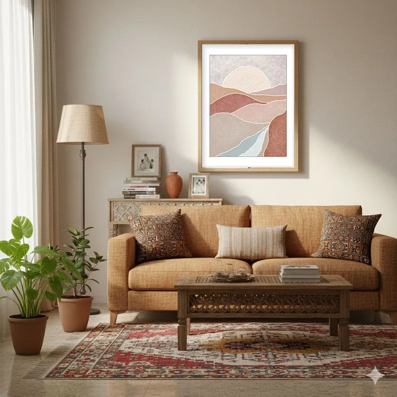 Celestial Ridge Canvas Wall Painting With Brown Frame media 4