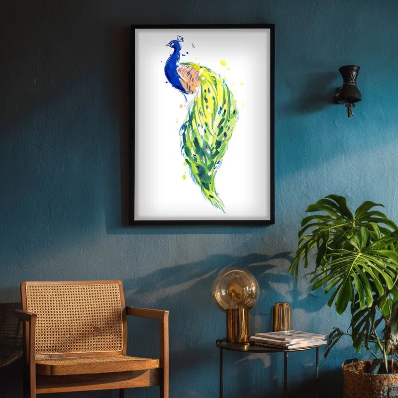 Feathery Peacock Archival Paper Wall Art With Frame media 5