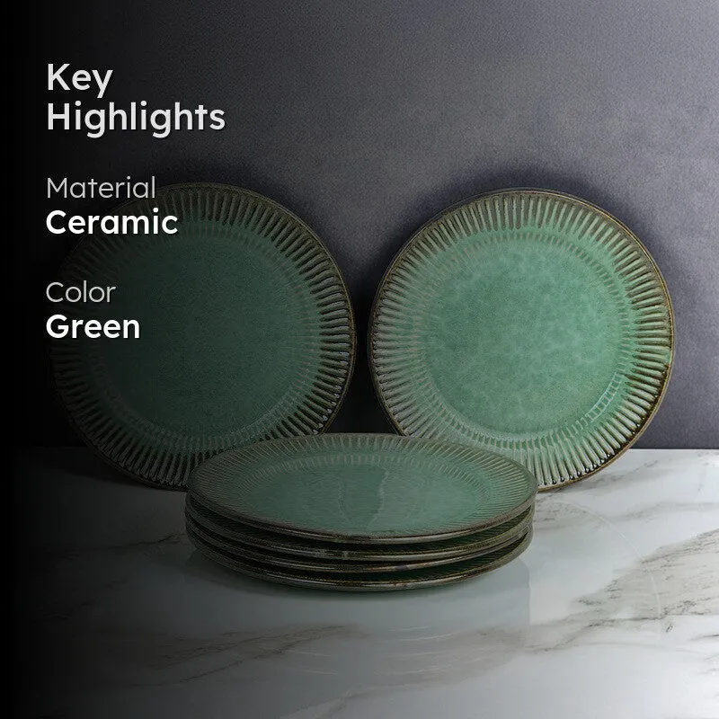 Mintora Green Ceramic Quarter Plates - Set Of Six media 2