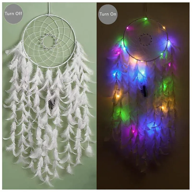 Feather Cascade Dreamcatcher With Light media 1