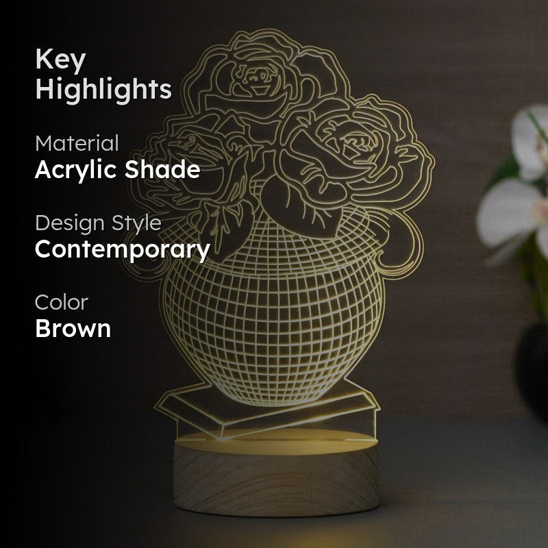Rose Pot Luminance LED Acrylic Table Lamp - Brown media 2