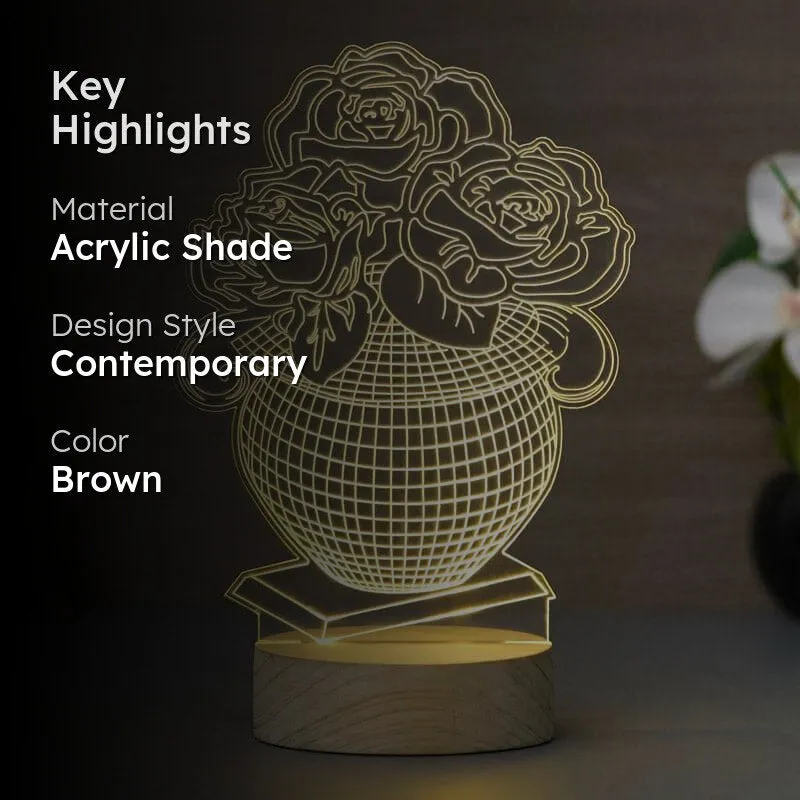 Rose Pot Luminance LED Acrylic Table Lamp - Brown media 2
