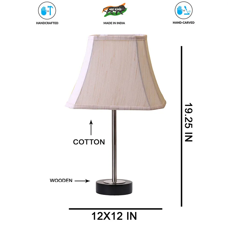 Ceylon Rodin Wooden Table Lamp - OffWhite,Silver,Black media 7